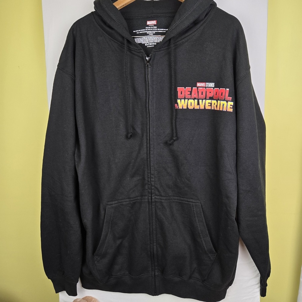 Marvel  Deadpool & Wolverine Disney Zip Up Hoodie Black XL Best Friends